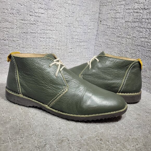 Geox Zal Men's Size EU 44 US 11 Olive Green Leather Lace up Ankle Boots - Picture 2 of 11